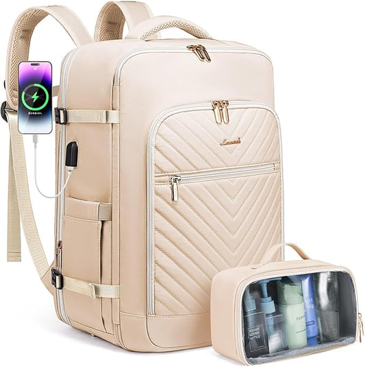 LOVEVOOK Travel Backpack for Women,Carry On Backpack Flight Approved with Toiletry Bag,Expandable Large Laptop Backpack Women Waterproof Backpack Fit 17.3 Inch with USB Charging Port Shoes Compartment
