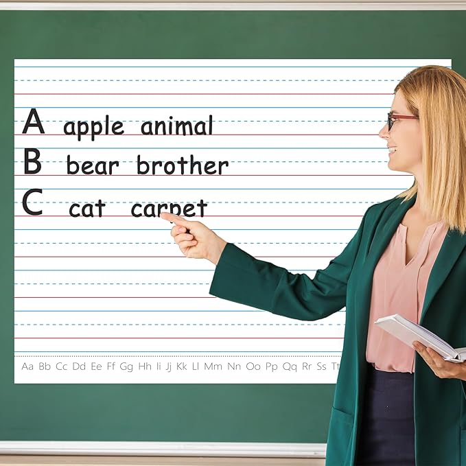 Large Magnetic Dry Erase Lined Paper, Handwriting Paper for Whiteboard, Reusable Lined Dry-Erase Sheets for Classroom, Strong Magnetic for Easy Use on Whiteboards & Metal Surfaces 17″×23″