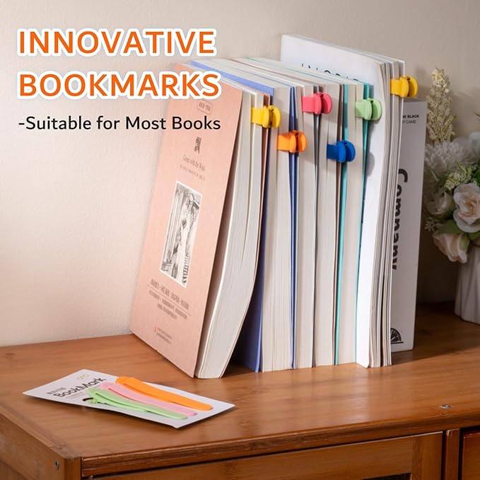 3pcs Silicone Automatic Bookmarks, Book Marks Gifts for Reading Women, Men, Kids, Book Lovers, Readers, Unique Cute Book Accessories, Stay in Place and Follow as You Read