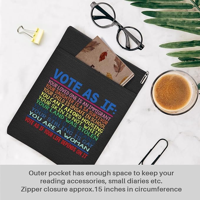 Book Themed Gifts Waterproof Book Sleeve Book Pouch LGBT Equality Rights Reading Gifts for Women Sister Book Covers for Paperbacks Book Accessories Book Protector with Zipper and Front Pocket