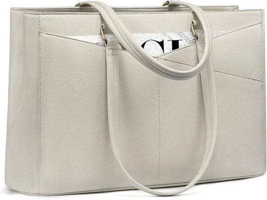 LOVEVOOK Laptop Bag for Women,15.6 Inch Laptop Tote Bag for Women,Vintage Leather Work Tote Bags Computer Teacher Bag,Waterproof Business Bag Office Briefcase