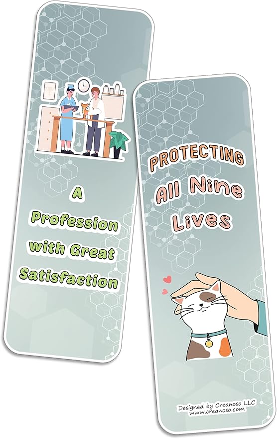 Creanoso Inspiring Vet Bookmarks (10-Sets x 6 Cards) – Daily Inspirational Card Set – Interesting Book Page Clippers – Great Rewards for Adults and Professionals
