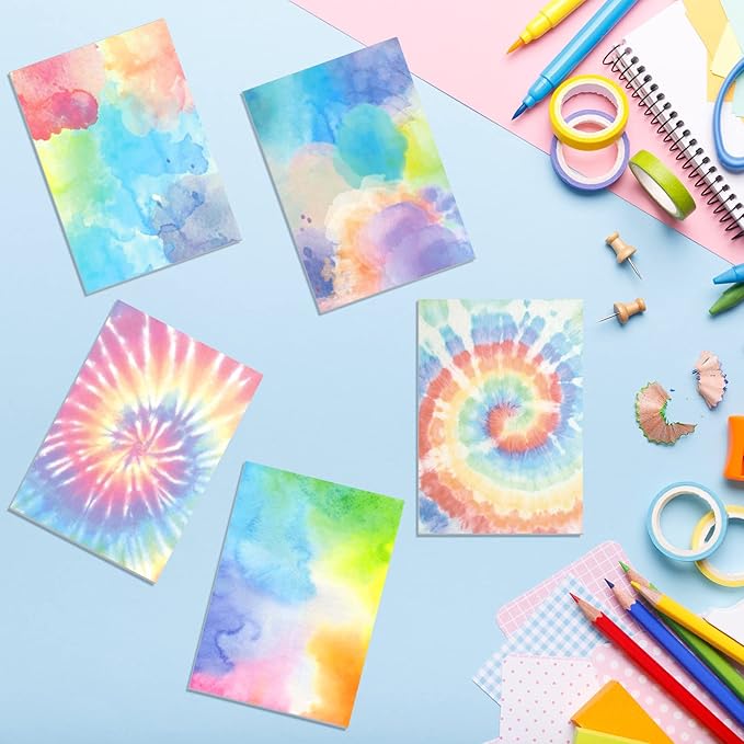 12 Pcs Rainbow Tie Dye Sticky Notes Cute Colored Sticky Paper Fun Pastel Art Party Self Adhesive Notepads for Kids Girls School Office Gay Pride Party Supplies, 30 Sheets Each (2.8 x 4 Inch)