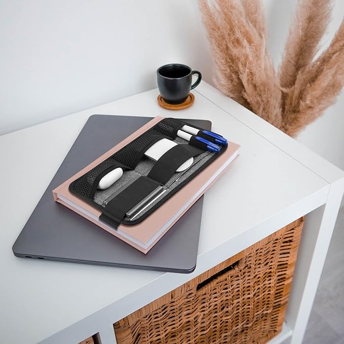 Laptop Tech Organizer, Portable Office Organizer, Travel Cable Organizer, Electronics Organizer Attachable to Laptop for Holding Laptop Mouse, Power Bank, USB Adapter, Charger, Cellphone - GRAY