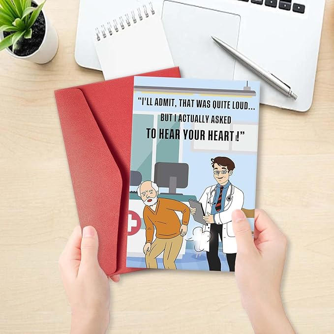 Funny Birthday Card for Him, Old Age Birthday Gift for Dad Husband Grandfather, Fathers Day Card for Man, Birthday Gift Idea for 50th, 60th, 70th, Hear Your Fart