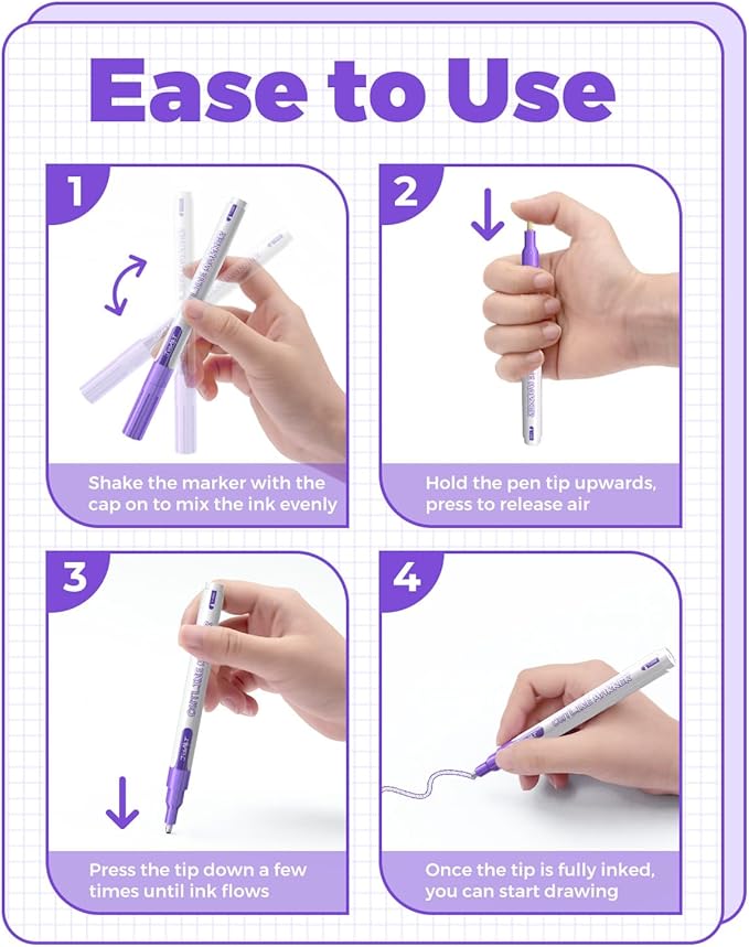 JusArt Outline Markers 12 Colors, Double Line Glitter Markers for Greeting Card Art Crafts, Girls Teens Stocking Stuffers Shimmer Markers, Metallic Sparkle Markers Painting Drawing Supplies