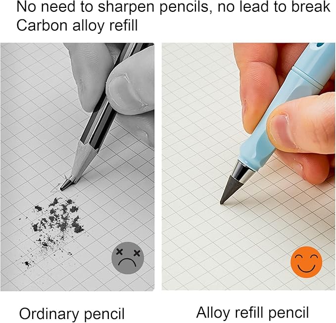 Infinity Forever Pencil Christmas Gifts - 0.7mm Infinite Everlasting Metal Inkless Pencils Set with Eraser, No Need Sharpened, Replace Mechanical Pen for Sketch, Drawing and Writing（With Pen Case）