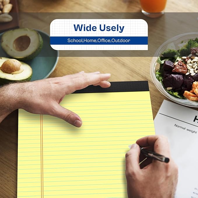 Legal Pads 8.5 x 11 College Ruled 4 Pack Yellow Note Pads 8.5 x 11 Notepads 30 Sheets Perforated Notepad Writing Pads 21lb Paper Legal Pad Ruled Paper Pad with Sturdy Back for School, Home, Office