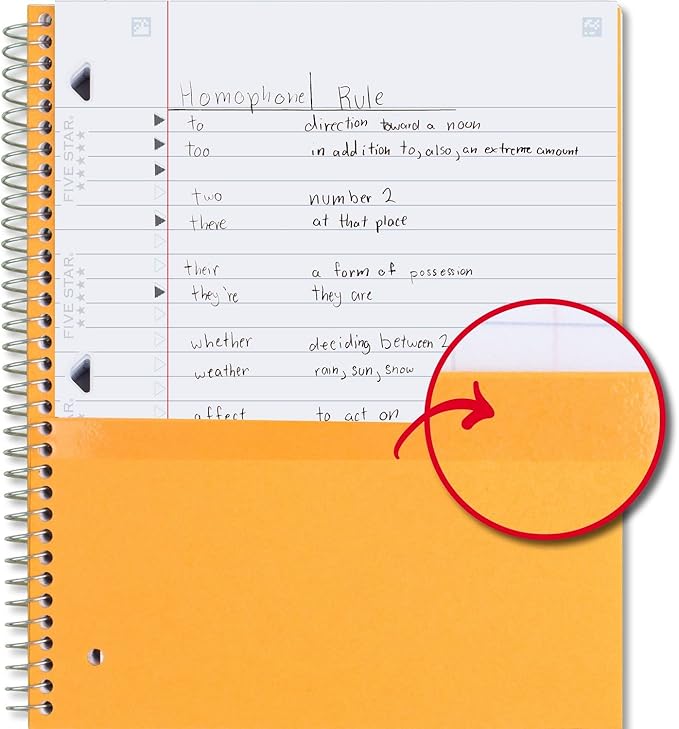 Five Star Spiral Notebook + Study App, 3 Subject, Wide Ruled Paper, Fights Ink Bleed, Water Resistant Cover, 8" x 10-1/2", 150 Sheets, Amethyst Purple (38737)