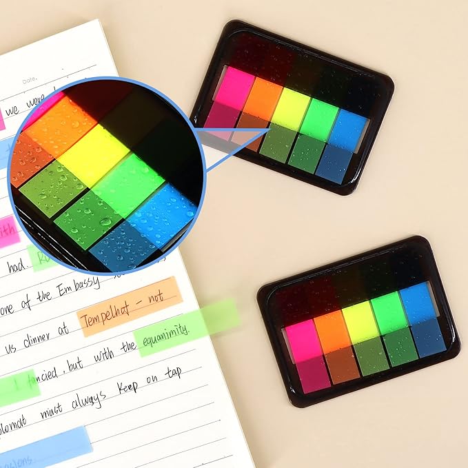 600 Pieces Sticky Index Tabs Page Flags, ALOTCHE Transparent Sticky Notes Book Sticky Tabs for Annotating Books, Neon Pop Up Index Tabs Self-Adhesive Page Marks for Classify File