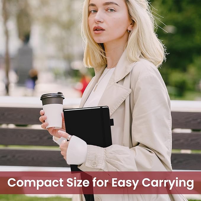 Bullet Dotted Journal Notebook for Women & Men, Hardcover Leather Journal for Writing, A5 Bullet Journaling Notebook for Work & Sketching, Perfect for Office School Home Supplies, 160 Pages, Black