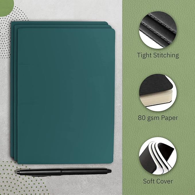 Simply Genius A5 Notebooks for Work, Travel, Business, School & More - College Ruled Notebook - Softcover Journals for Women & Men - Lined Note Books with 92 pages, 5.5" x 8.3" (Green, 30 pack)