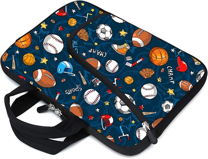 11.6" 12.2 inches Laptop Sleeve Chromebook Case Ultrabook Case Notebook Sleeve Tablet Case Neoprene Handle Sleeve for Men Women, Two Pockets Fit Apple MacBook Air Samsung Acer HP DELL(Ball)