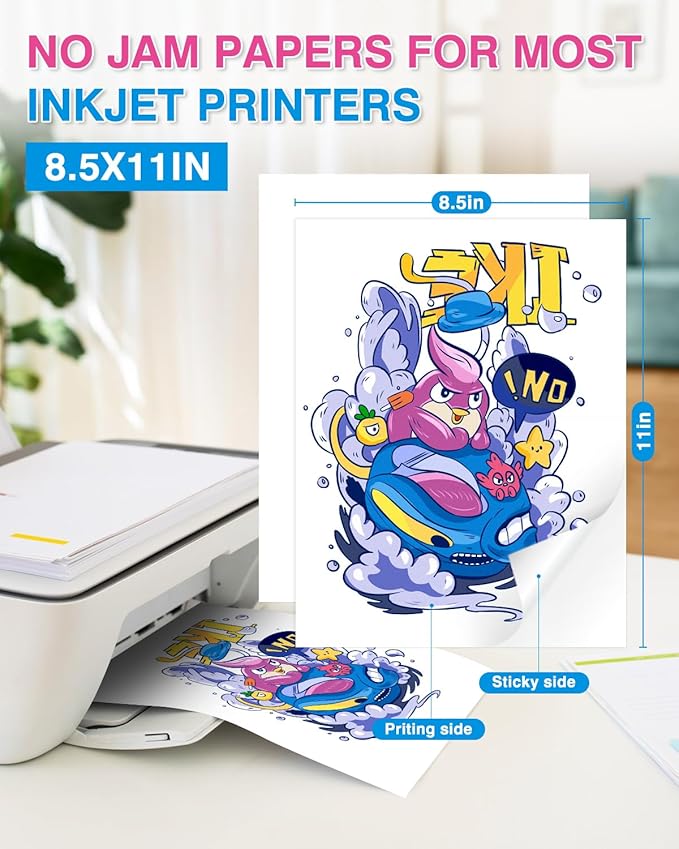 QYH Sticker Paper Printable Vinyl for Inkjet Printer - 240 Sheets White Glossy Sticker Papers 8.5x11 In Label Stickers for Cricut/Silhouette Waterproof Dries Quickly & Tear Resistant Easy to Cut