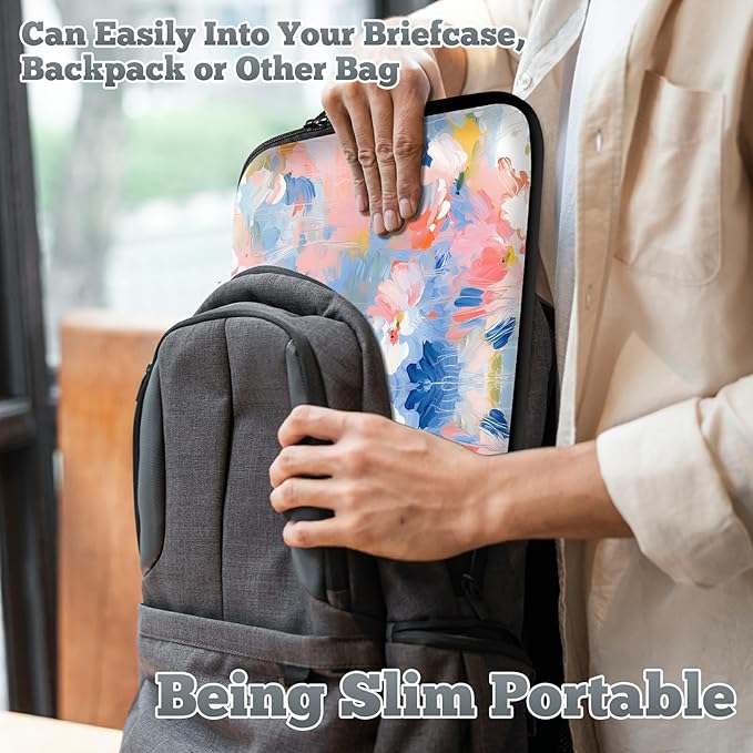 Laptop Sleeve Case Bag 15 inch, Watercolor Flowered Slim Carrying Case Durable Handbag Travel Laptop Bag for 15 inch MacBook Air M3/M2/15 Pro/Surface Laptop 7/6/5/4/3/ Dell XPS 15 Plus