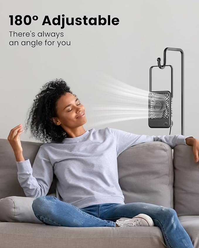 Koonie USB Desk Fan, Strong Wind Ultra Quiet Small Personal Fan with 180° Tilt Folding and 3 Speeds Adjustable, USB-C Corded Powered Mini USB Fan for Office Desktop Bedroom, 5in