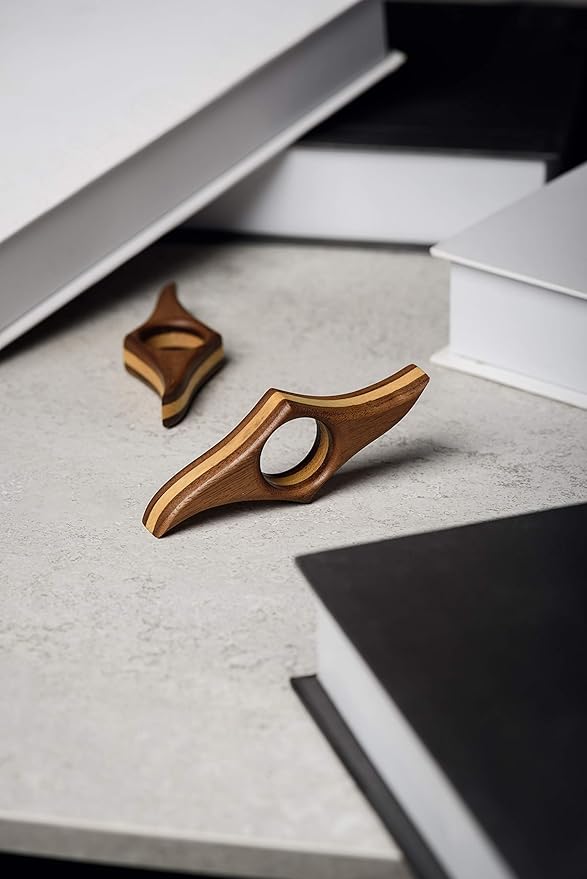 TILISMA Wooden Book Page Holder - Handmade Walnut Thumb Book Accessories - Reading Gadget to Read in Bed - Gifts for Book Lovers, Avid Readers, Bookworms, Librarians - Bookmark (Small)