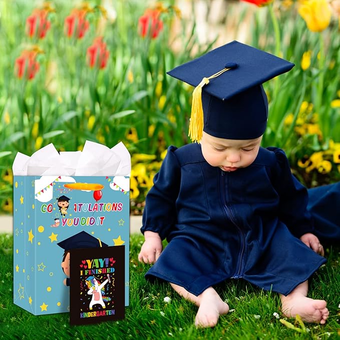 FaCraft Kindergarten Graduation Card, Unicorn Yay I Finished Kindergarten Greeting Cards Class of 2025 Kindergarten Graduation Gift Cards with Envelope for Kids Boy Girl Kindergarten Graduates