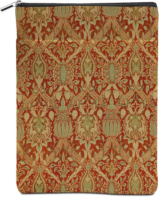 Vintage Flower Book Sleeve Book Lovers Gifts Autumn Style Waterproof Book Cover Book Accessories Book Covers for Paperbacks Book Pouch Book Protector with Front Pocket for Women Girls Readers Daughter