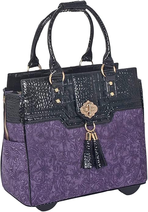 JKM and Company Alligator Compatible With Computer iPad, Laptop Tablet Rolling Tote Bag Briefcase Carryall Bag