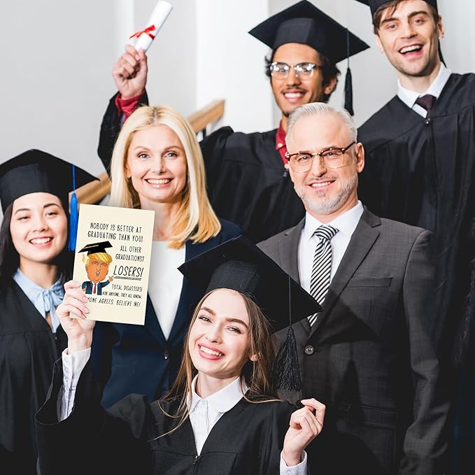 Humorous Trump Graduation Gifts for Him Her, Funny Graduation Card for Friends Women Men, Best Graduation Gift Card