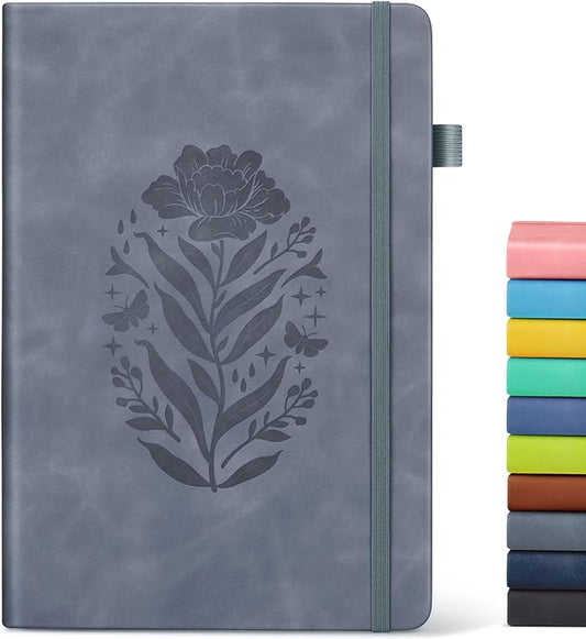 Lined Journal Notebook for Men Women, A5 Leather Journals for Writing, 200 Pages College Ruled Journal Notebook, Travel Daily Journal Notebook for Work School, Note Taking 5.75'' X 8.38'' Grayblue