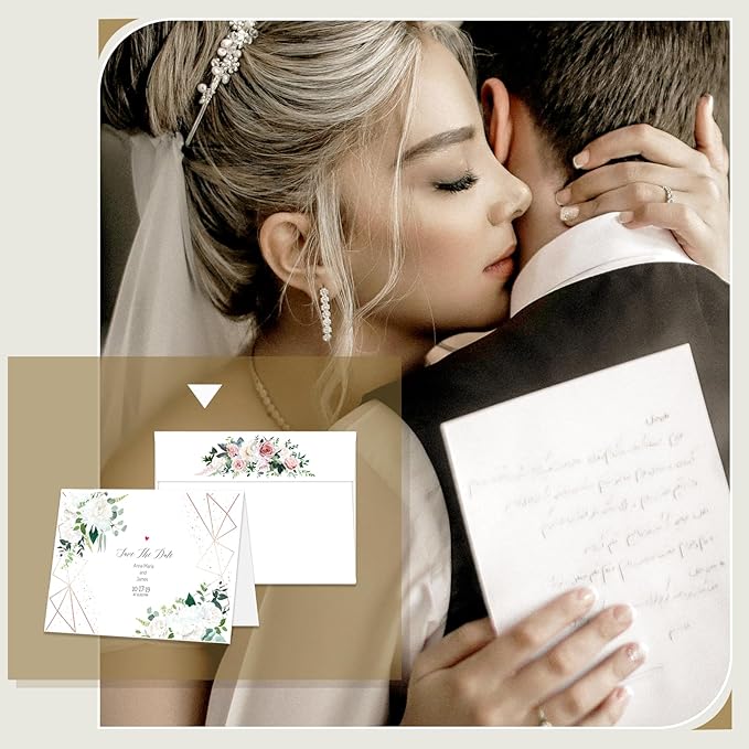 Goefun Blank Note Cards and Envelopes 5 x 7 Folded Cardstock and A7 Envelopes Self Seal 100 Pack for Invitations, Wedding, DIY Greeting Cards, Birthday