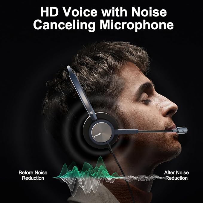 Wired Office Deskphone Landline Phone Headset with Microphone, RJ9 Noise-canceling Telephone Headset QD for Cisco IP Phone 794X 796X 797X 69XX Series & 8811,8841,8851,8861,8941,8945,8961,9951,9971...