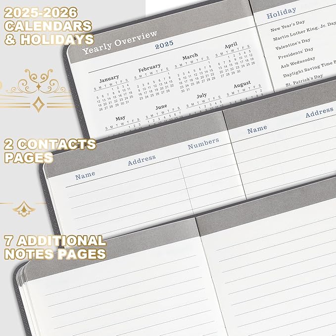 2025 Pocket Planner - Pocket Planner 2025, Weekly & Monthly Planner from JAN 2025- DEC 2025, 6.3''×3.8'', Small Planner for Purse, Pen Loop, Inner Pocket, 2 Bookmark