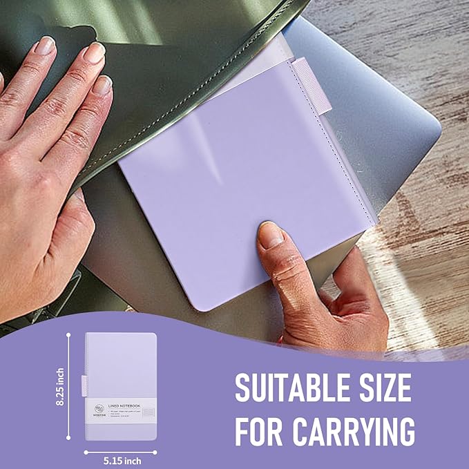 Hardcover Executive Notebooks, 160 Pages Line Ruled Classic Notebook Journal, Leather Notebooks with Pen for Bussiness College Writing MintPurple