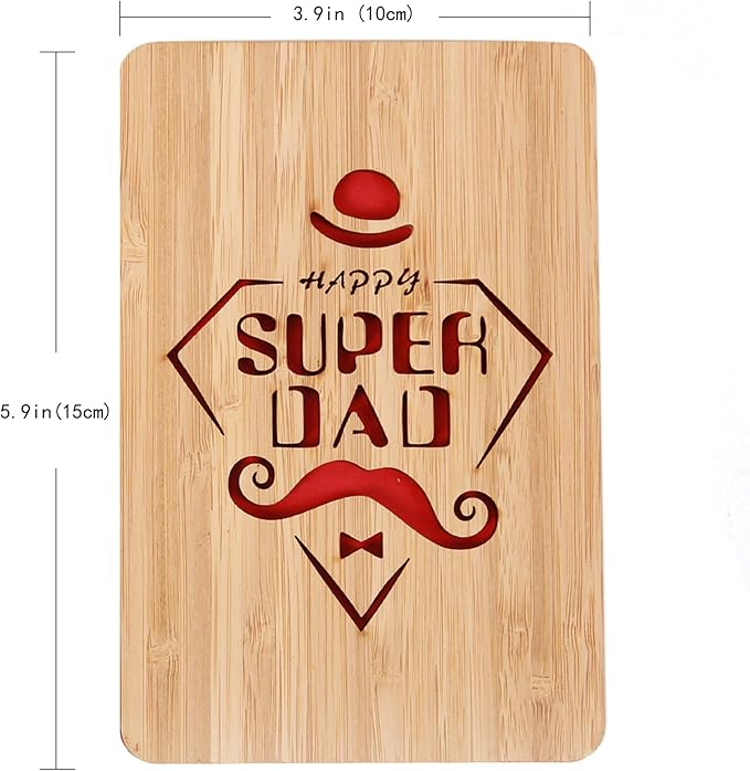 Wood Gift Card from Daughter,Super Dad Card,Funny Dad Birthday Card from Daughter or Son