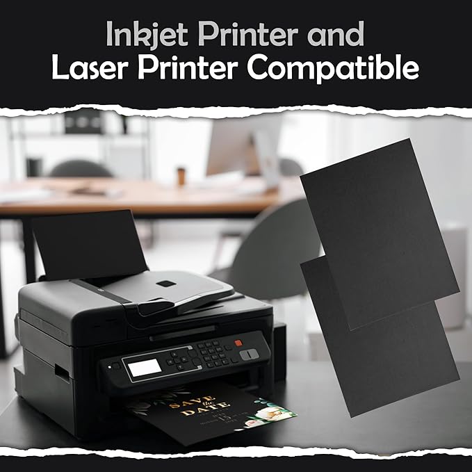 SANZIX 120 Pack 4" x 6" Black Postcards for Mailing - 80 Lbs/220 GSM | Printable Heavyweight Thick Cards - Premium 4x6 Cardstock Customizable for Wedding Invitations, Postcards & Note Cards