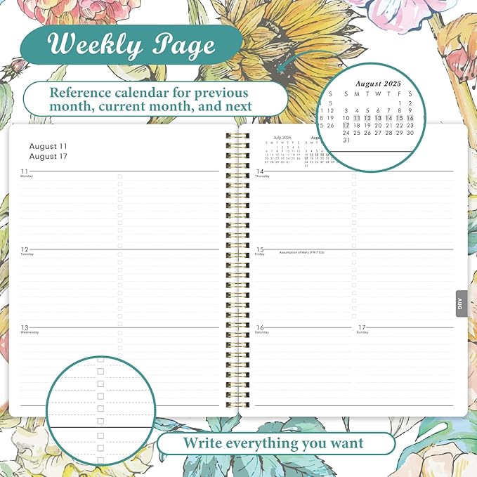 2025 Planner - Planner/Calendar 2025, Jan.2025 - Dec.2025, 8" x 10", 2025 Planner Weekly & Monthly Thick Paper, Perfect Daily Organizer - Art Floral