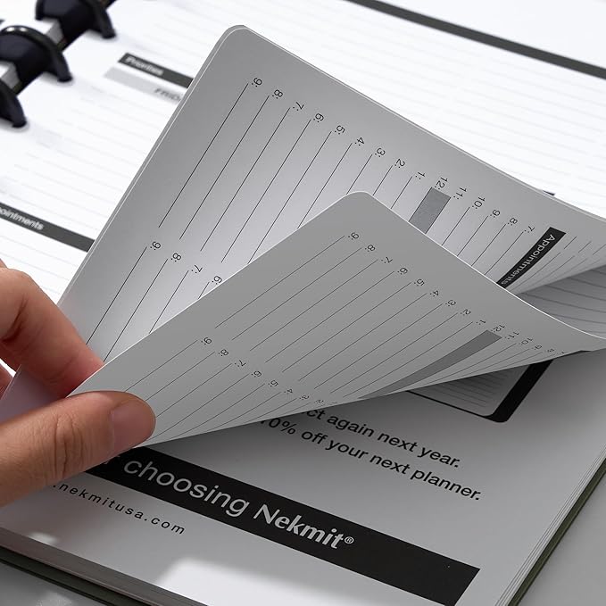 Nekmit Discbound Planner 2025, Work Breakdown Structure 12 Month Planner, 8.5"x11", Jan 2025 - Dec 2025 Daily, Weekly, Monthly Planner, Appointment Budget Book (Green)