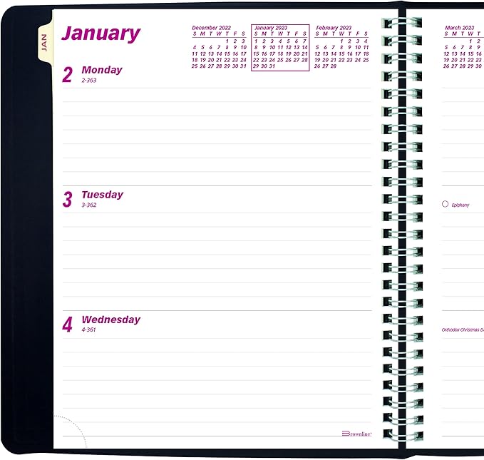 Brownline 2023 Essential Weekly/Monthly Planner, 12 Months, January to December, Twin-Wire Binding, 8.5" x 6.75", Black (CB850.BLK-23)