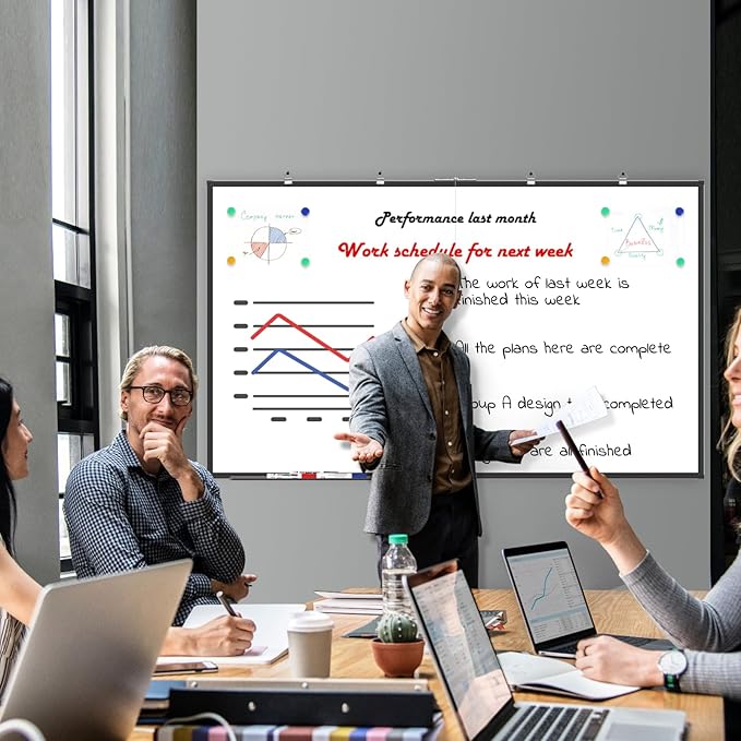 Large Whiteboard, Double Magnetic White Board for Wall, Dry Erase Whiteboard for Office Home & School (Black, 60x36 inch)
