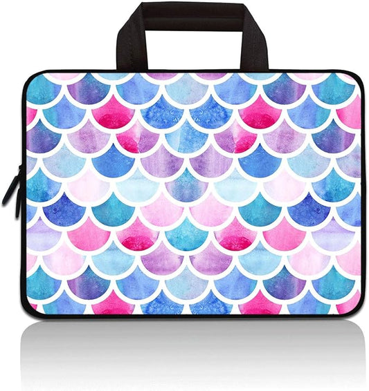11 11.6 12 12.1 12.5 inch Laptop Carrying Bag Chromebook Case Notebook Ultrabook Bag Tablet Cover Neoprene Sleeve for Apple MacBook Air Samsung Google Acer HP DELL Lenovo Asus (Blue Mermaid)