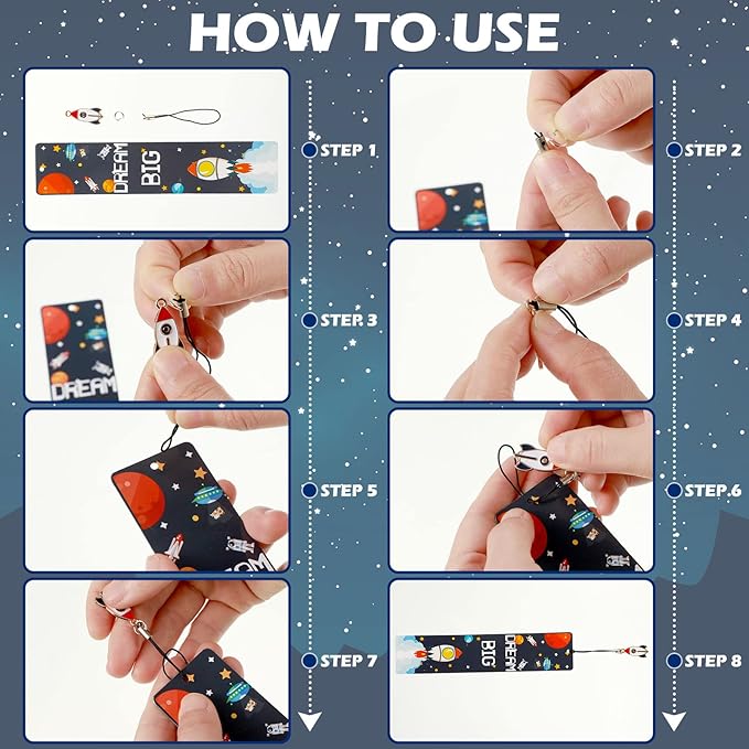 Christmas Space Theme Bookmarks with Metal Charms Planet Rocket Space Ship Theme Bookmarks Inspirational Quotes Bookmarks for Space Christmas Party Favors Gifts Kids Boys Girls Encourage(72 Pieces)