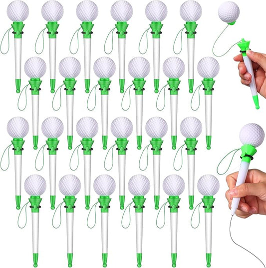 Lincia 24 Pcs Sport Funny Pen Hoop Ballpoint Novelty Bulk Plastic Sports Soccer Basketball Baseball Football Tennis Golf Themed Pen for Birthday Party School Award Party Favor Supplies(Golf)