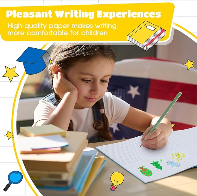 Henoyso 6 Pcs Primary Composition Notebook K-2 9 3/4 x 7 1/2 Inch Primary Journal Blank Writing Book for Kid to Write Draw and Journal 60 Page Notebook Back to School Supplies (Pastel Color)