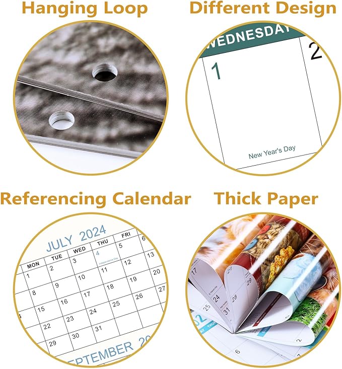 2025 Wall Calendar - January 2025 - December 2025, Funny Cat Calendar 2025, Wall Calendar Gag Gift, Funny Cat Memes Pics, 12'' x 24'' (Open), Funny Cat Calendar, Unruled Block, Hanging Hole, Holidays