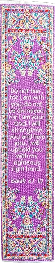 Do Not Fear, Bulk Pack of 6 Woven Fabric Christian Bookmarks, Silky Soft Isaiah 41:10 Flexible Bookmarker for Novels Books and Bibles, Traditional Turkish Woven Design, Memory Verse Gift