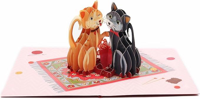 Liif Love Cats Valentines Day 3D Greeting Pop UP Card, Happy Cat Birthday Card, Anniversary, Thinking Of You, Just Because, Congratulations, Mother's Day - Kitten, Funny, Cute - For Cat Lover, Wife,
