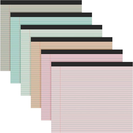 Lincia 11" x 9.5" Legal Pads College Ruled Notepad Landscape Notebook Horizontal Lined Notebook 80 Gsm Assorted Colors Paper Pastel Writing Pads for School Office, 40 Sheet(Boho Color,6 Pcs)