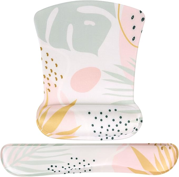 iCasso Keyboard Wrist Rest and Mouse Wrist Rest Pad, Made of Memory Foam, Ergonomic Support, Easy Typing and Relieve Wrist Pain, Perfect for Gaming, Computer, Office, Laptop (G-Morandi)