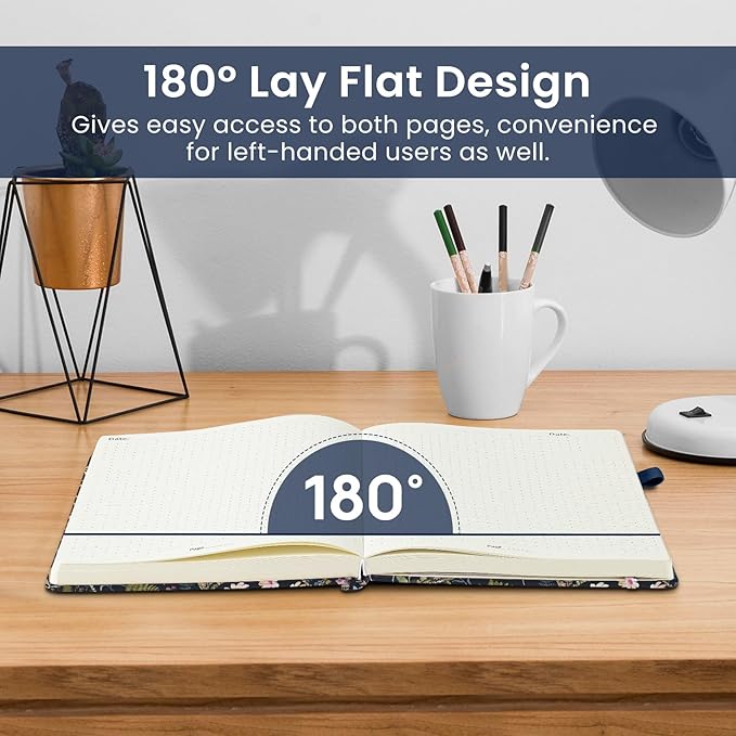 Bullet Dotted Journal Notebook for Women & Men, Hardcover Leather Journal for Writing, A5 Bullet Journaling Notebook for Work & Sketching, Perfect for Office School Home Supplies, 160 Pages, Patchwork Floral