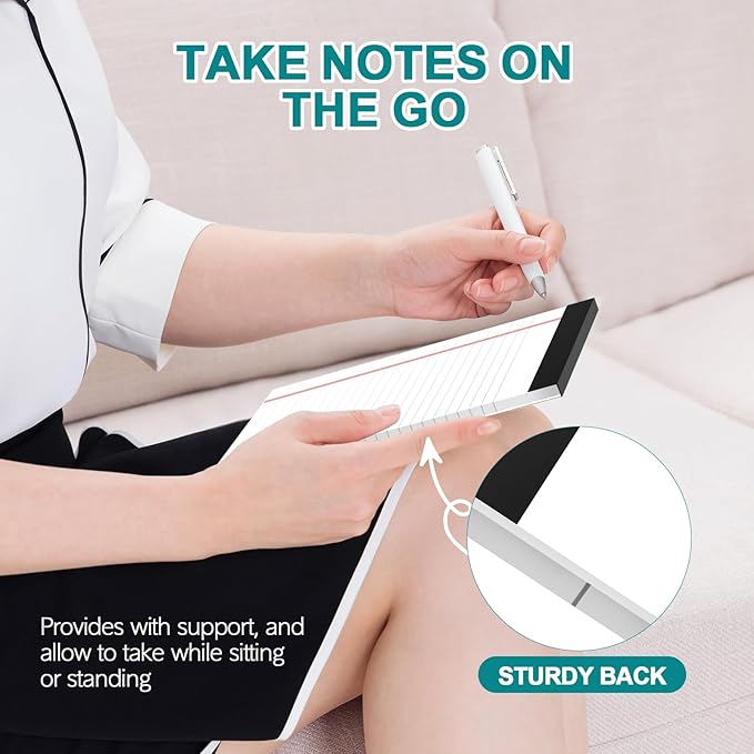 Small Legal Pads 5x8 White Note Pads 5x8 Writing Pads, College Ruled Legal Notepads 5x8, Lined Pads of Paper White Paper Pads 5x8 for School, Home, Office, Business- 12 Pads/Pack, 30 Sheets/Pad