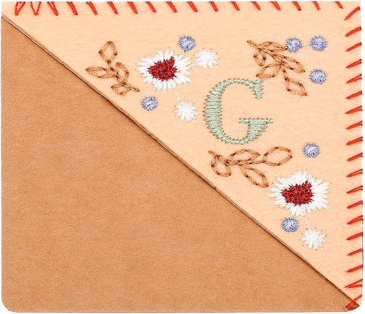 PATIKIL Personalized Embroidered Corner Bookmark, Cute Flower Felt Stitched Triangle Book Mark Page Marker for Women Men Book Lovers Teachers, Pink, Letter G
