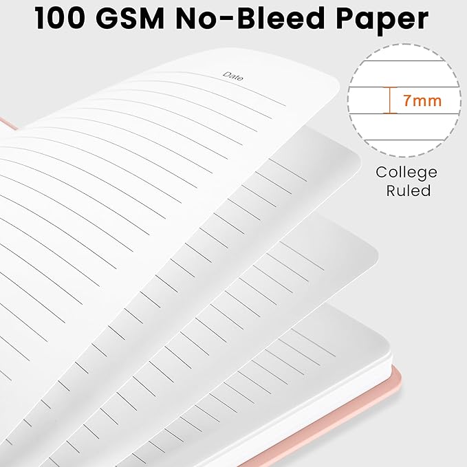 Lined Spiral Journal Notebook, A5 College Ruled Notebook for Journaling, Note-Taking, and Daily Planning, Durable Hardcover with an Elegant Design, Pink