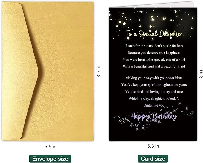 Chenive Heartfelt Daughter Birthday Card, Happy Birthday Card for Adult Daughter, Sweet Birthday Card from Dad Mom, To A Special Daughter